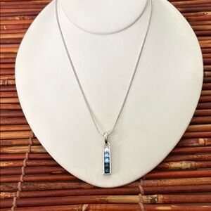 Lia Sophia Elegant Silver Necklace with Blue Highlights 16”-19”